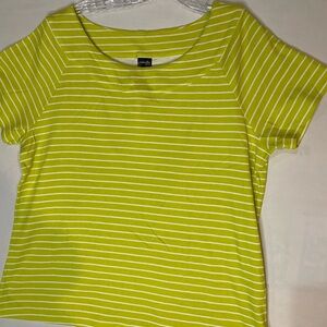 Rafaella Lime Striped Short Sleeve Tee